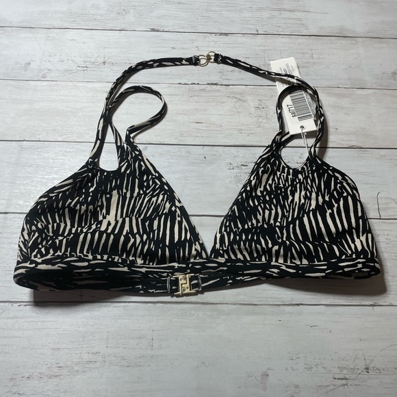 Jonathan Simkhai swim ALIANA PRINTED BIKINI TOP abstract fern S straps pattern - Picture 2 of 8